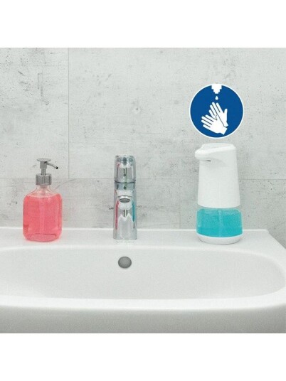 HERMA Information label: Mandatory sign Disinfect hands Ø 10 cm self-adhesive removable