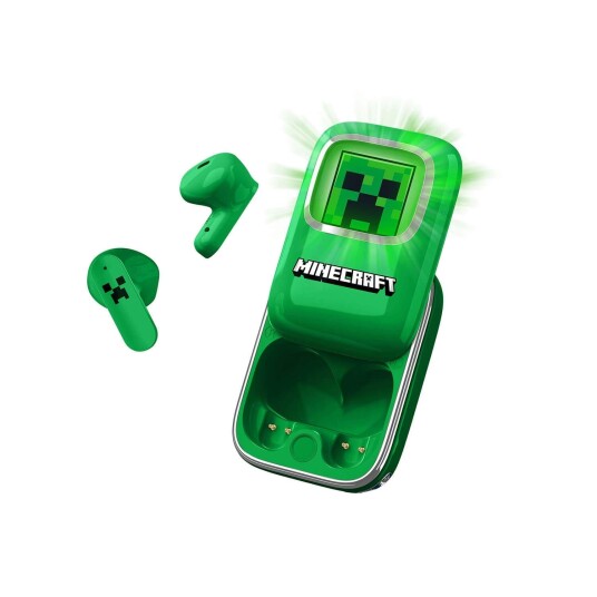 MINECRAFT Hodetelefon Grønn In Ear TWS Slide Med LED