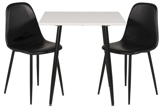 Venture Design Polar & Polar spisegruppe Hvit/svart 2 st stoler & bord 75 x 75 cm