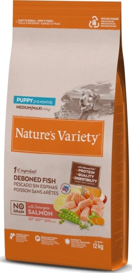 Nature’S Variety Tørrfôr Puppy Nature'S Variety No Grain Medium Maxi Laks 2 X 12 kg