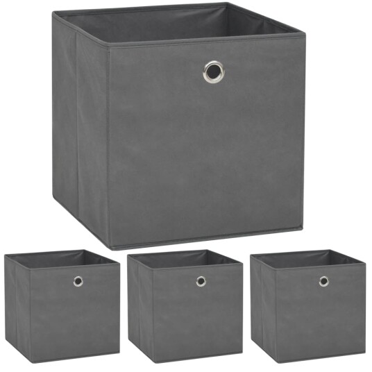 vidaXL Oppbevaringsbokser 4 stk ikke-vevet stoff 32x32x32 cm grå vidaXL Oppbevaringsbokser 4 stk ikke-vevet stoff 32x32x32 cm grå