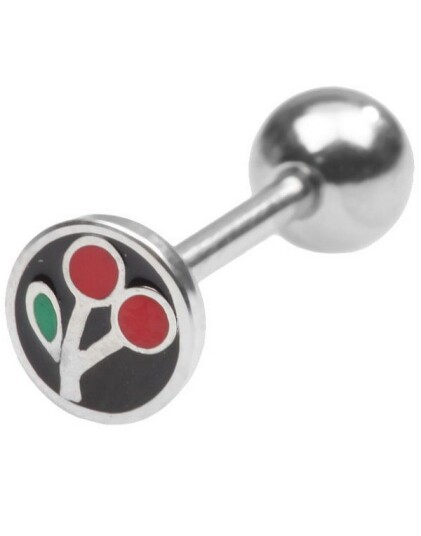 Utgått Tungepiercing med Kirsebær Strl 1.6 x 16 mm