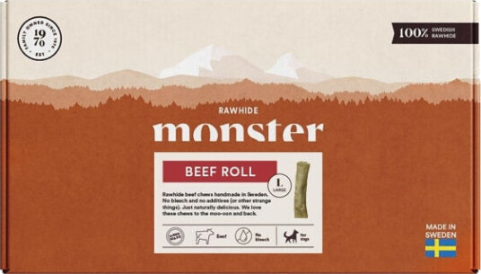 Monster Pet Food Tyggebein Stor eske med 5 Beef Rolls til hund
