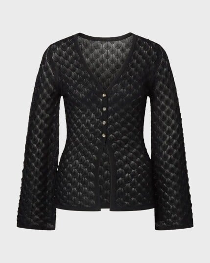 Malina Ayla Pointelle Knitted Cardigan Black S Malina Ayla Pointelle Knitted Cardigan Black S