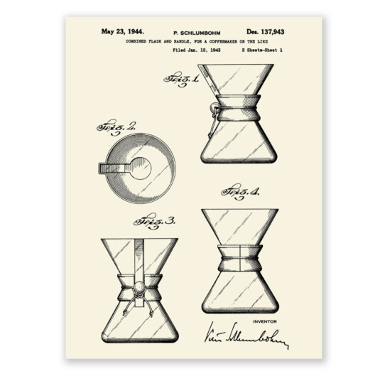 Chemex PP 2 Patent Poster – Flask & Handle 1943 Sheet 2 Chemex PP 2 Patent Poster – Flask & Handle 1943 Sheet 2