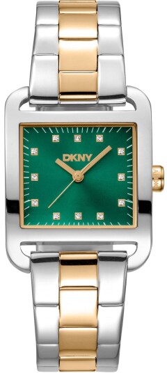 DKNY Dameklokke DK1L004M0075 City Midi Grønn/Gulltonet stål 35x27 mm