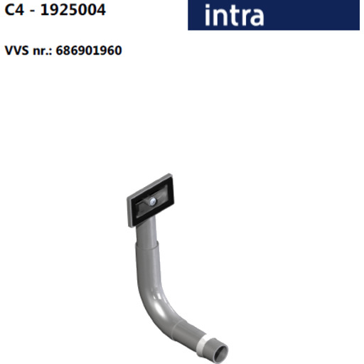 Intra Juvel C4 overløpssett komplett. Ribbet rund. Vertikal stainless steel