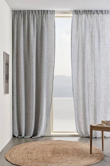 Jotex ALINA gardin med multifunksjonsbånd 2-pk Mørk blå/Naturhvit 1639881-06-300 1639881-11-220