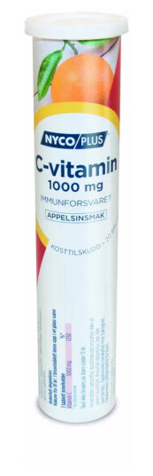 Nycoplus C-vitamin 1000mg brusetabletter appelsin 20stk