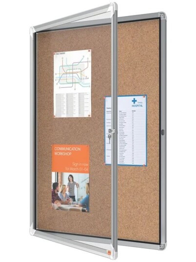 Nobo Premium Plus lsbar korktavle med hengslet dr 9xA4