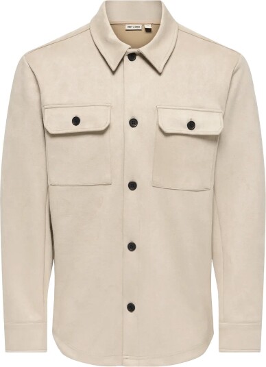 ONLY & SONS Onsnate Kodyl Faux Suede Ovrshrt Frml Beige XS ONLY & SONS Onsnate Kodyl Faux Suede Ovrshrt Frml Beige XS