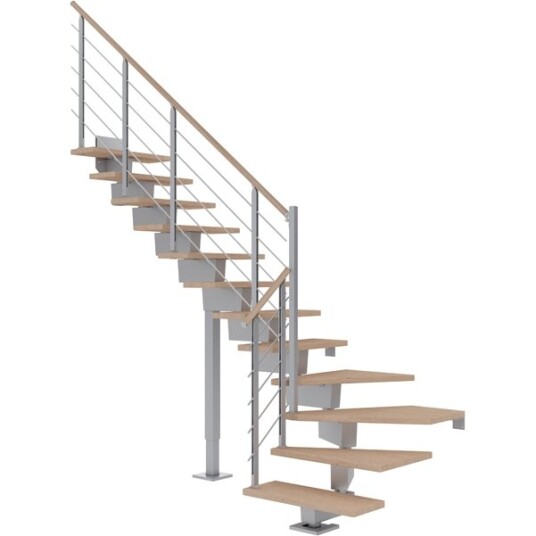 Dolle Dubai L trapp I Pearl Grey  design hvitoljeret Eik 80 16   Loddret Høyde 289 357cm