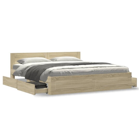  Sengeramme med hodegavl sonoma eik 180x200 cm konstruert tre 8721102855474
