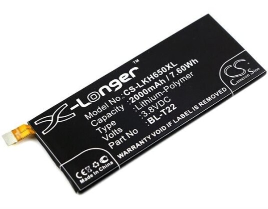 LG H650K batteri (2000 mAh 3.8 V, Sort)