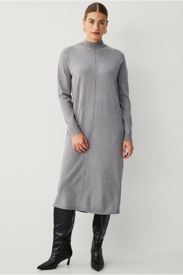 Vila - Kjole viAmanda L/s Long Knit Dress - Grå