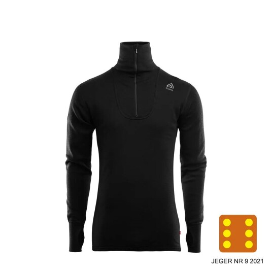 Aclima DoubleWool Polo zip, M's Jet Black Marengo (#202020) Herre M
