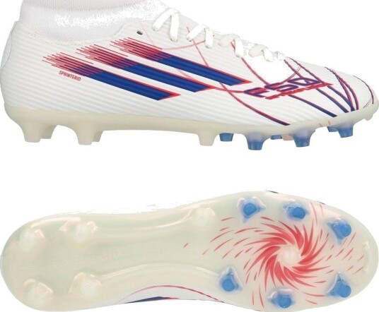 adidas F50 Sparkfusion League Mid Cut FG/AG Icon Takeover Fottøy Hvit/Blå/Lucid Red Kvinner størrelse 36⅔