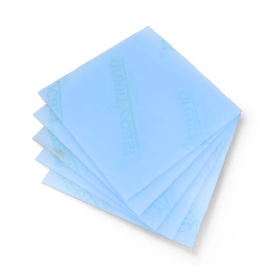 Blå fluoriserende plexiglass 3 mm – 5 stk 200x200 mm