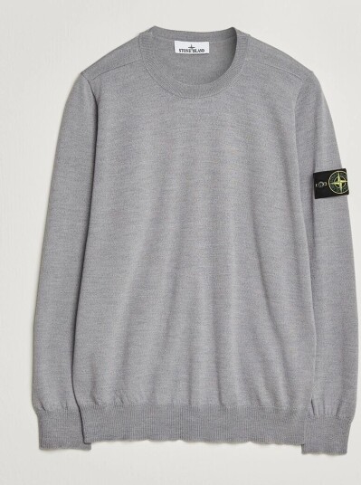 Stone Island Light Pure Wool Crew Neck Ash Grey Melange