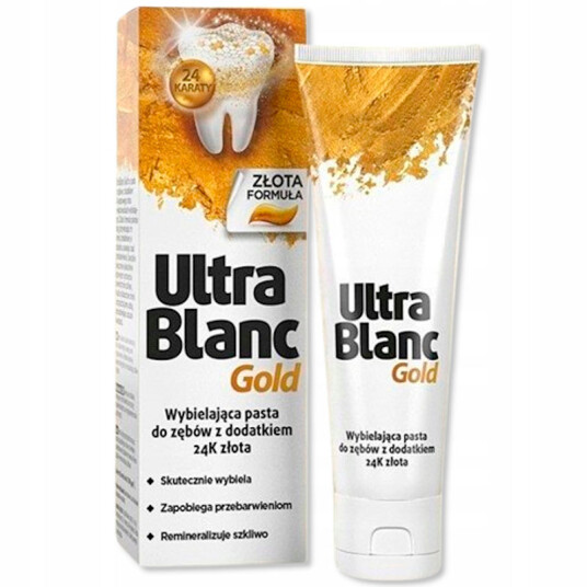 Tannbleking Tannpasta ULTRABLANC 24-Carat Gold & Xylitol 75 ml. Tannbleking Tannpasta ULTRABLANC 24-Carat Gold & Xylitol 75 ml.