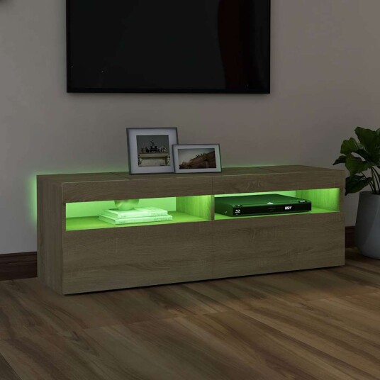 vidaXL TV-benk med LED-lys sonoma eik 120x35x40 cm