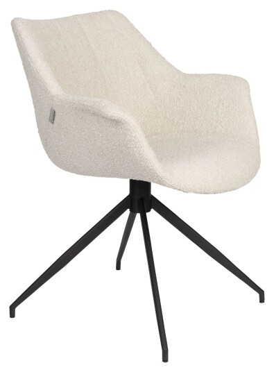 Zuiver Doulton Loungestol m. dreiefot - Offwhite Bouclé Unoliving
