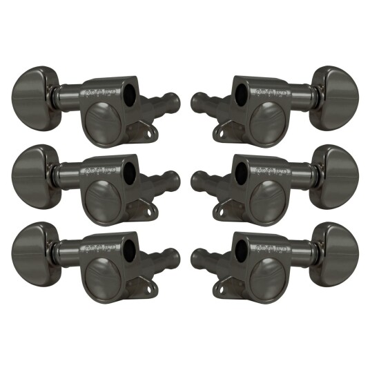 Grover 205bn Mini Rotomatics W/round Button - 3+3 - Svart Nickel