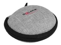 Delock - Eske for hodemikrotelefoner - polyester - grå, svart
