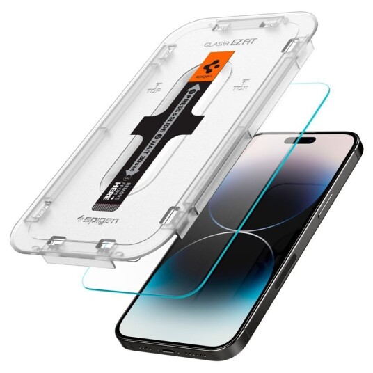 Spigen EZ Fit Herdet Glass Skjermbeskytter for iPhone 14 Pro - 2-pak, Case Friendly