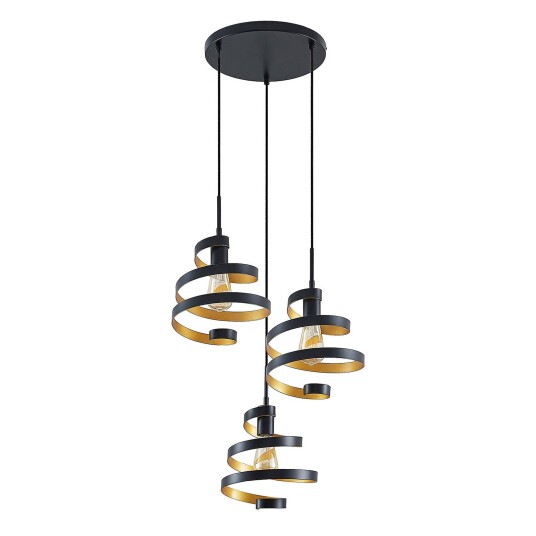 Lindby Colten hengelampe, 3 lyskilder, svart, gull Lindby Colten hengelampe, 3 lyskilder, svart, gull