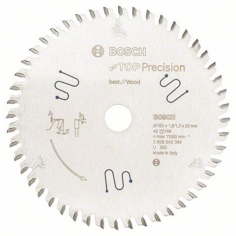 Bosch Best For Wood Top Precision - Sirkelformet Sagblad - For Tre - 165 Mm - 48 Tenner