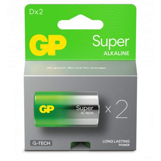 GP Super Alkaline D LR20 Engangsbatteri 2-pakning 1.5V