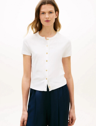 Tommy Hilfiger Gold Button Slim Ss Tee White XXS Tommy Hilfiger Gold Button Slim Ss Tee White XXS