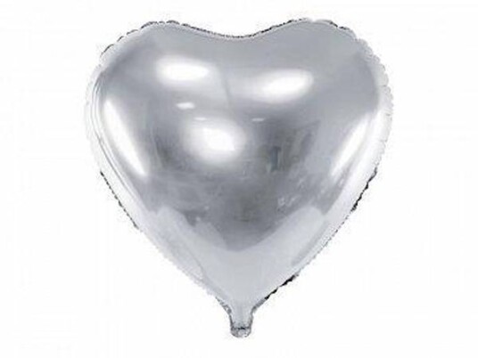 Folie ballong hjerte sølv 45cm