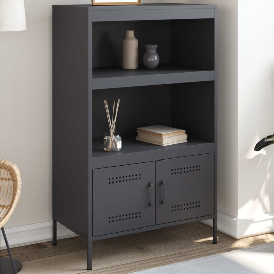  Highboard antrasitt 68x39x113 cm stål
