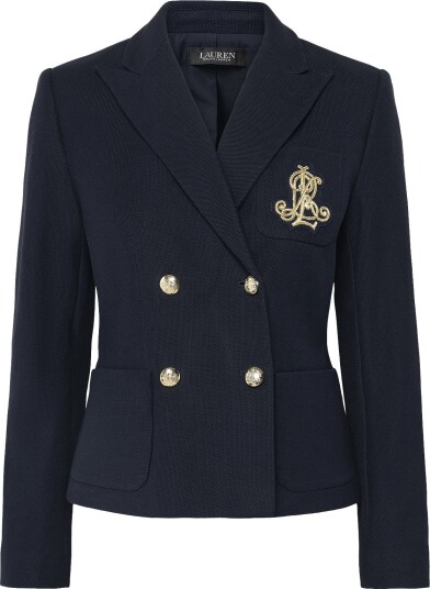 Lauren Ralph Lauren Double Breasted Stretch Piqué Blazer LAUREN NAVY 38