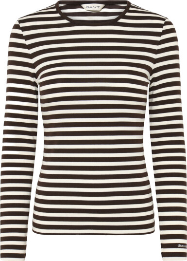 Gant Slim Striped Ls T Shirt Black XL