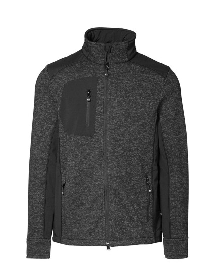 ID Strikket Fleece Cardigan m. Brystlomme Grå