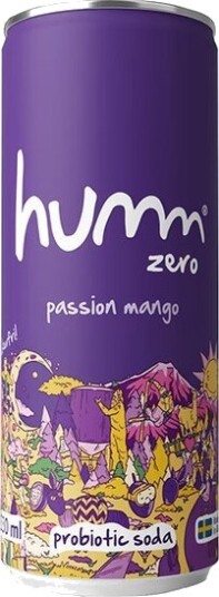 Humm zero passion mango probiotic soda 330 ml