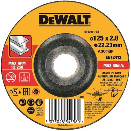 Dewalt 125mm Kappeskive Metall Type 42 Extreme 3mm for Vinkelsliper