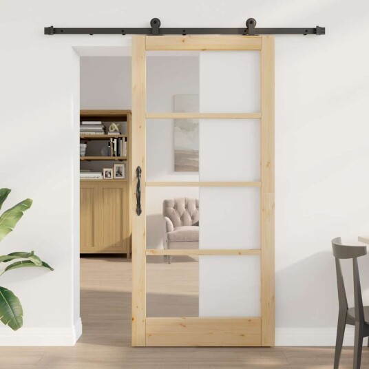 vidaXL Skyvedør med hardware-sett 'ORKDAL'Solid tre & glass