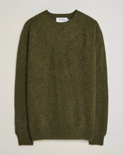 Harley Of Scotland Brushed Supersoft Lambswool Crewneck Scots Pine