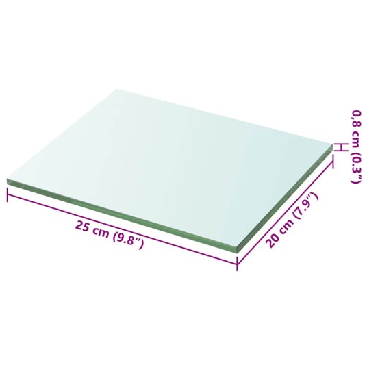 vidaXL Hyllepanel klart glass 20x25 cm