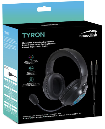 Speedlink - TYRON RGB Gaming Stereo Headset - for PC/PS5/PS4/Xbox Series X/S/Switch/OLED/Lite, svart Speedlink - TYRON RGB Gaming Stereo Headset - for PC/PS5/PS4/Xbox Series X/S/Switch/OLED/Lite, svart