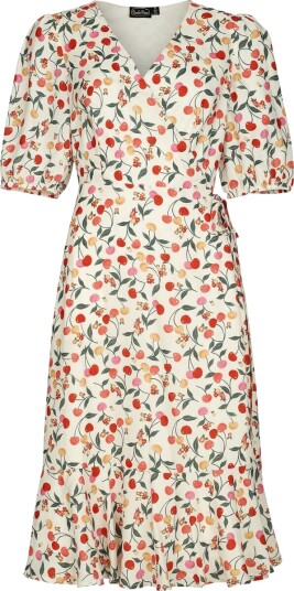 Voodoo Vixen - Rockabilly Middellang kjole - Colorful Cherries Wrap Dress - XS til XXL - Damer - flerfarget