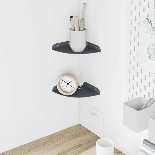vidaXL Flytende hylle med hylle 2 pcs Antrasitt 15 x 15 x 2 cm