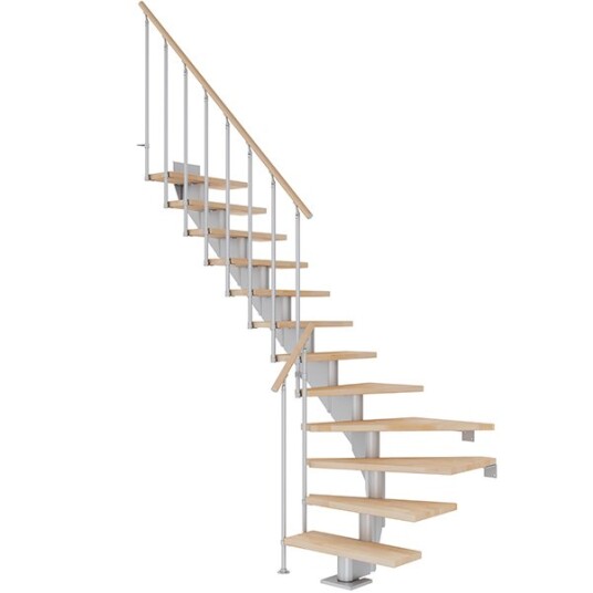 Dolle Hamburg L-trapp I Pearl Grey-classic Ii-oljeret Bøk-75-11 - Loddret Høyde Op Til 258 Cm
