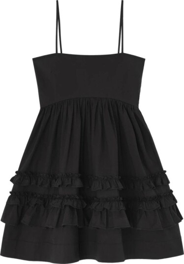 Ganni Stretch Cotton Mini Strap Dress Black 34 Ganni Stretch Cotton Mini Strap Dress Black 34