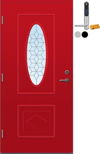 Ytterdør Bygg1 Fana Klart Blyglass med Yale Doorman Classic Home