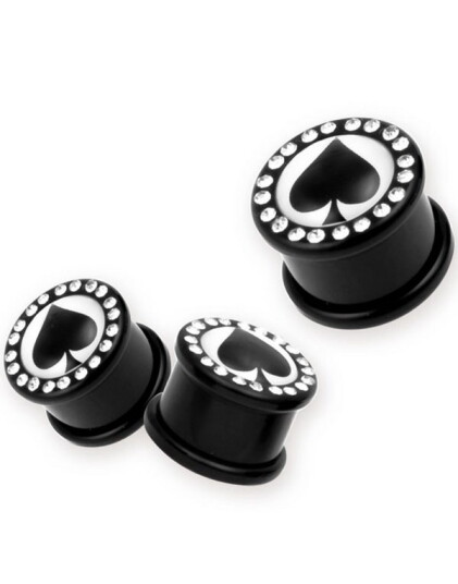 Aab Spar Rammet Inn med Klare Stener Svart Piercing Plugg Strl 12 mm